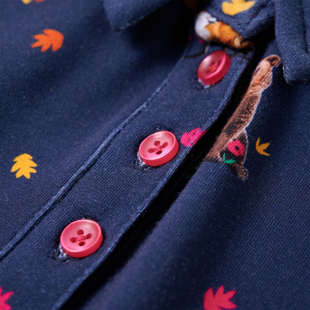 Vestido p/ criança c/ manga comprida e cordão azul-marinho 140