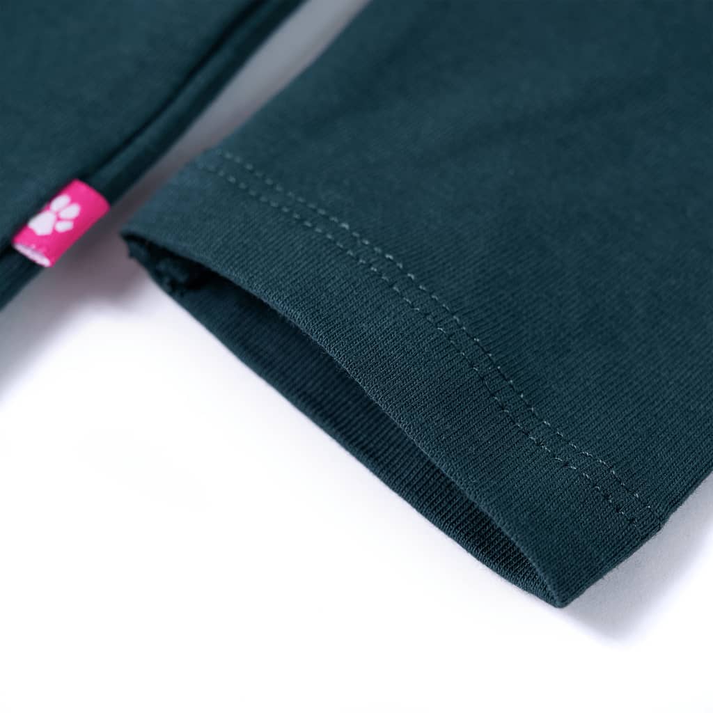 T-shirt de manga comprida para criança verde-escuro 128