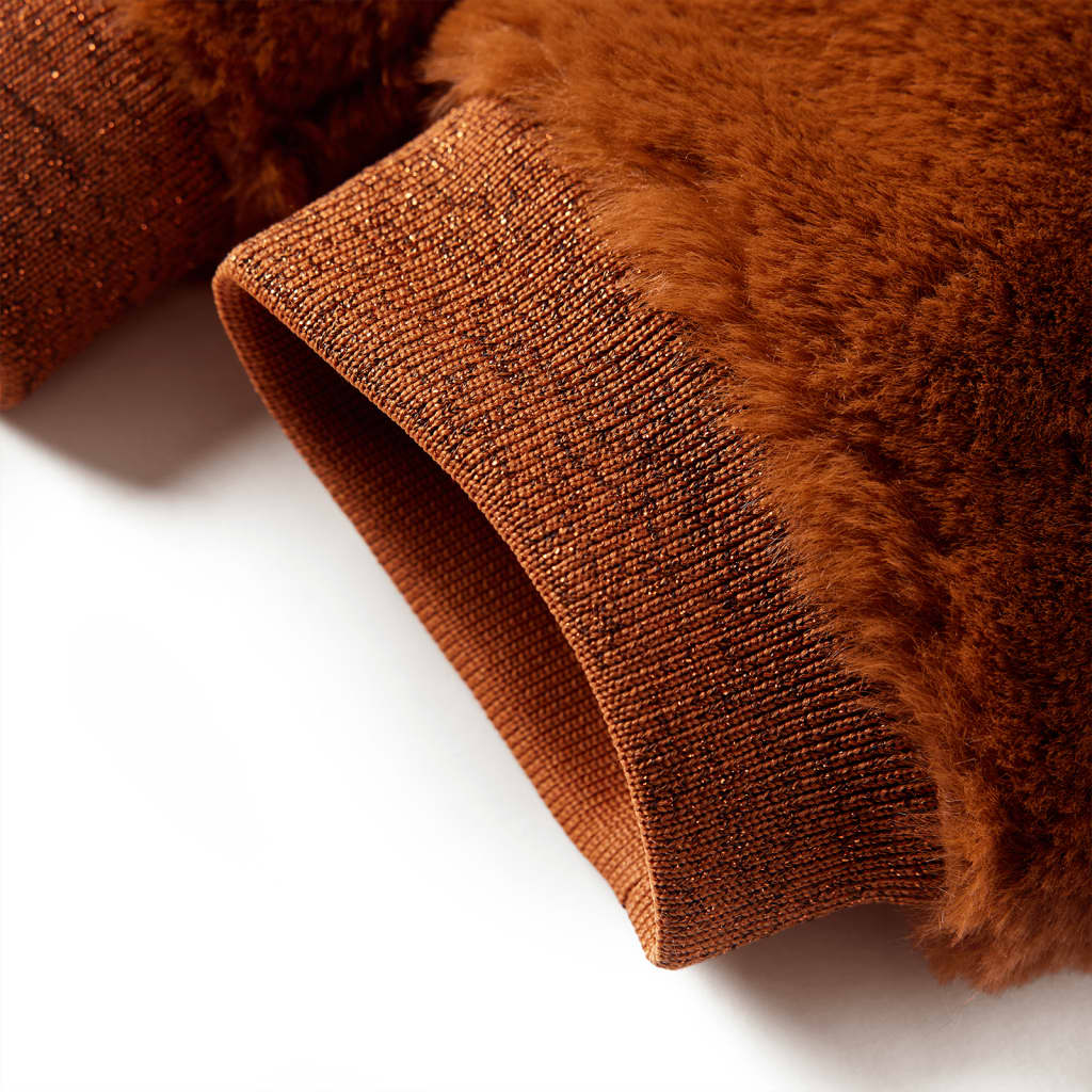 Casaco c/ capuz para criança pelo sintético cor conhaque 128