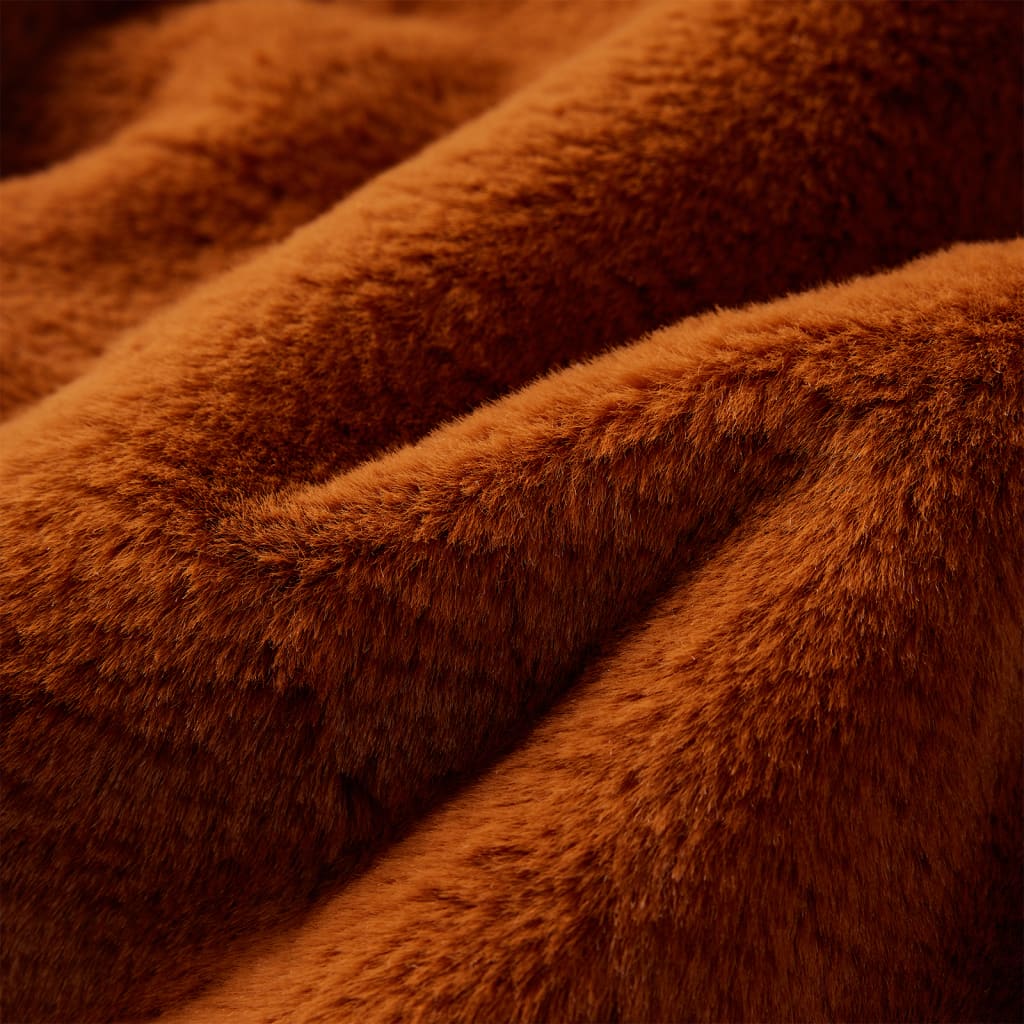 Casaco c/ capuz para criança pelo sintético cor conhaque 128