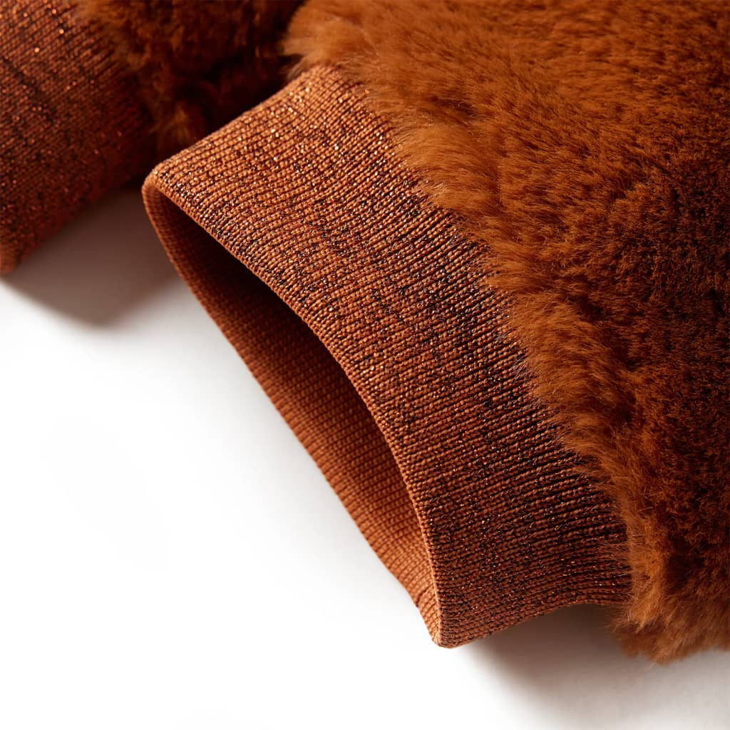 Casaco c/ capuz para criança pelo sintético cor conhaque 128