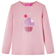 T-shirt de manga comprida para criança rosa-claro 116