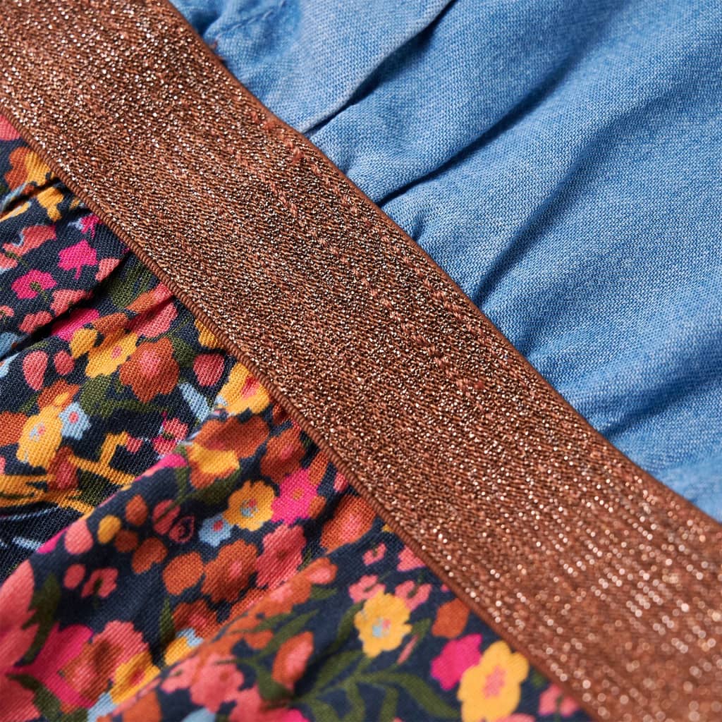 Vestido de manga comprida para criança azul-marinho e azul-ganga 116