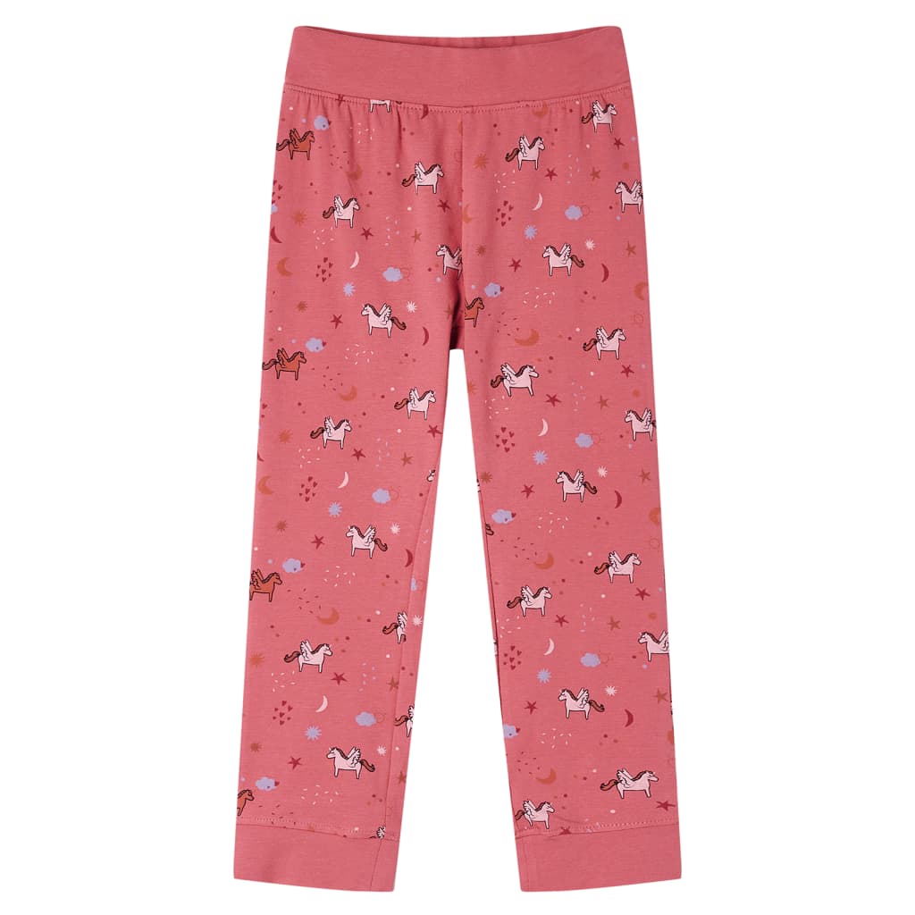 Pijama de manga comprida para criança rosa-velho 128