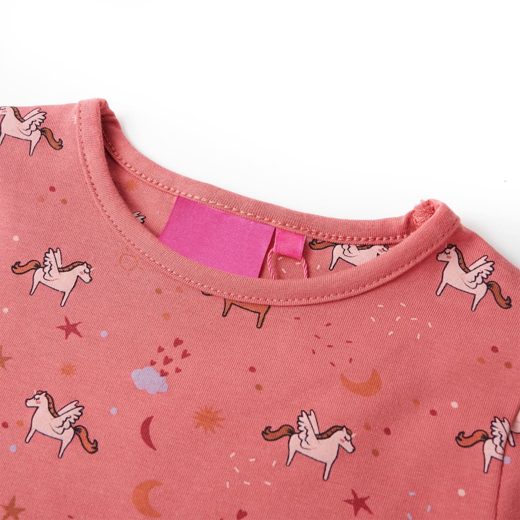 Pijama de manga comprida para criança rosa-velho 128