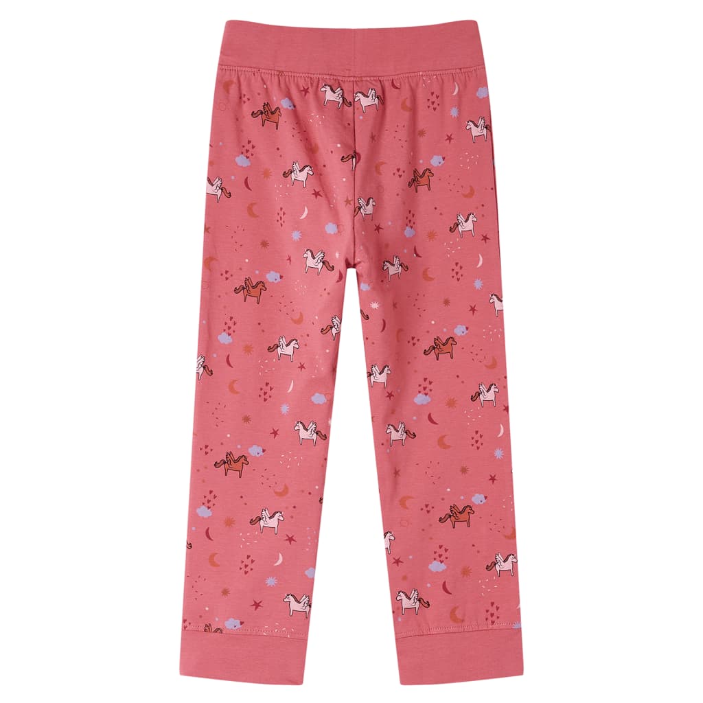 Pijama de manga comprida para criança rosa-velho 128