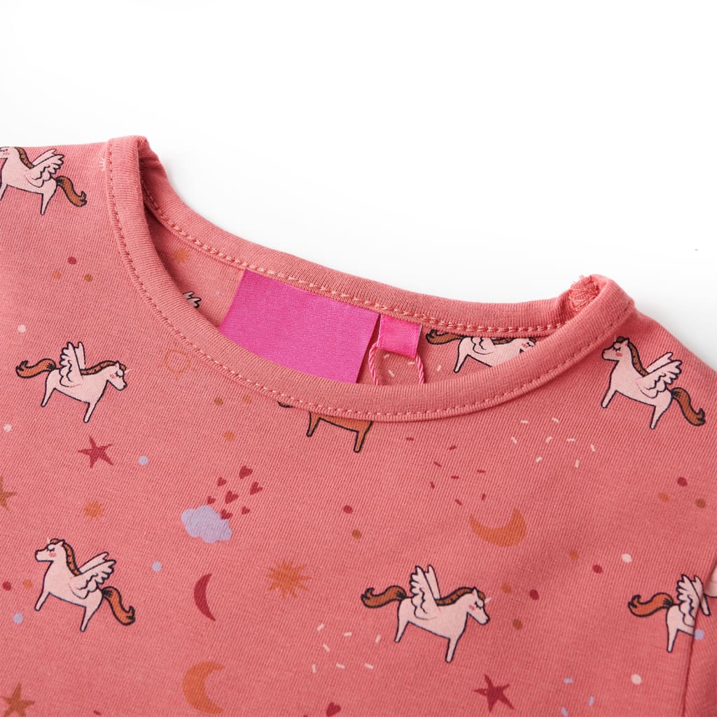 Pijama de manga comprida para criança rosa-velho 128