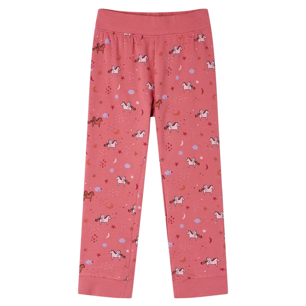 Pijama de manga comprida para criança rosa-velho 128