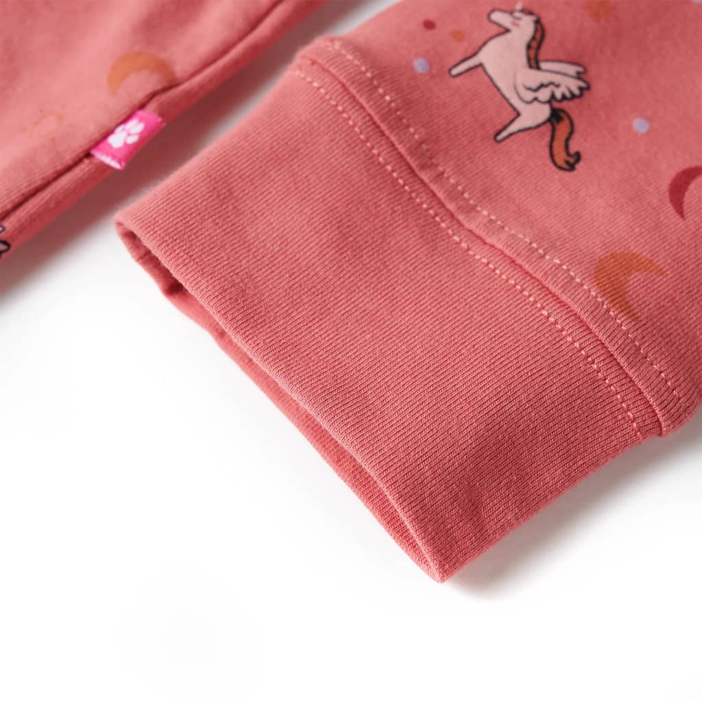 Pijama de manga comprida para criança rosa-velho 128