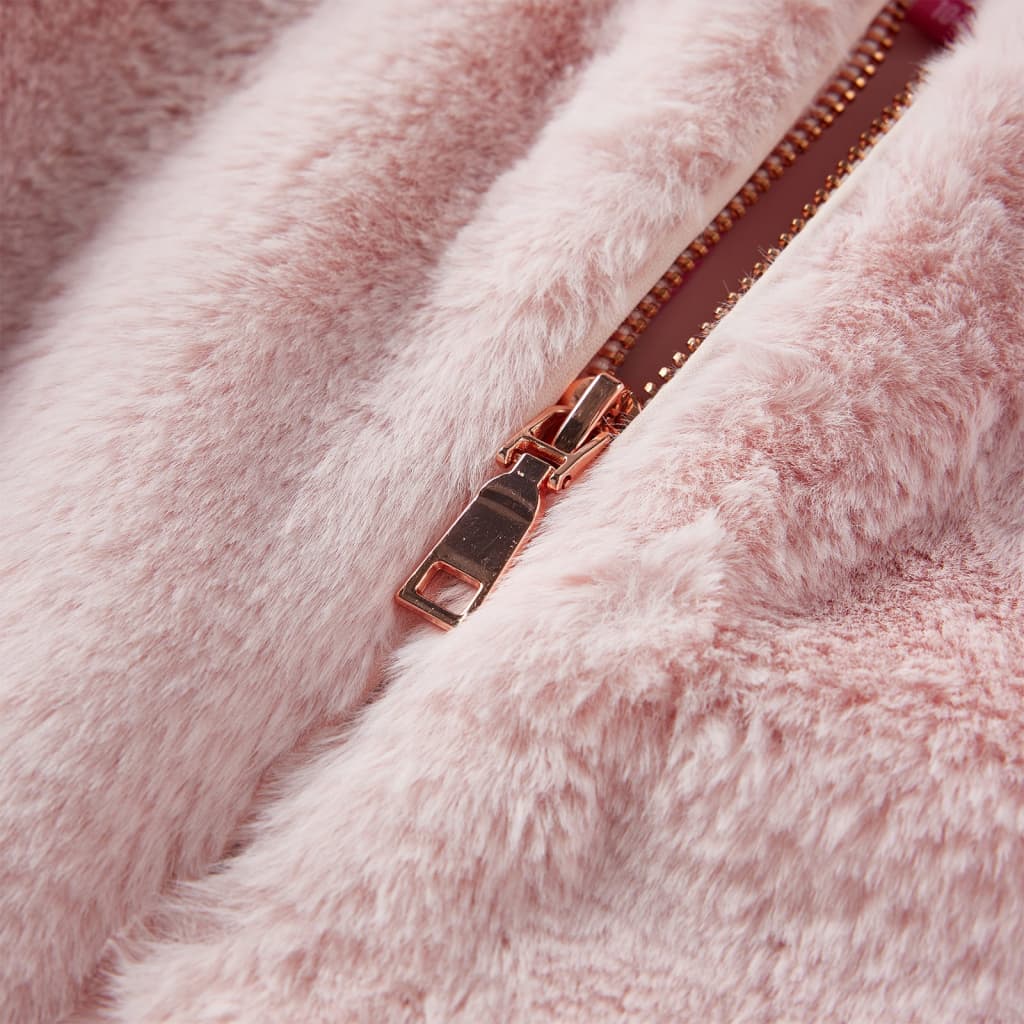 Blusão para criança pelo sintético rosa-suave 128