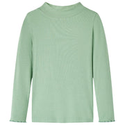 T-shirt manga comprida para criança de meia gola menta-escuro 140