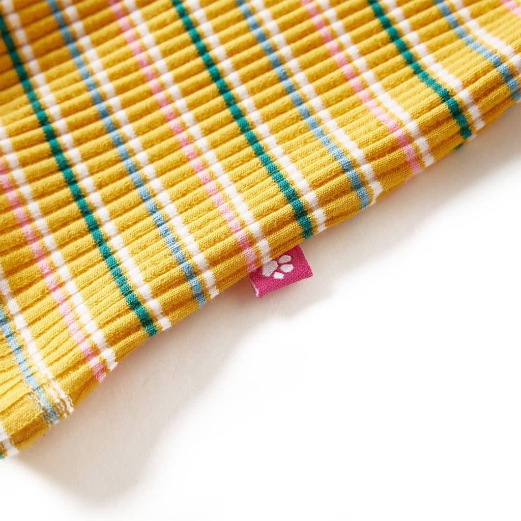 T-shirt manga comprida para criança de meia gola cor ocre 140