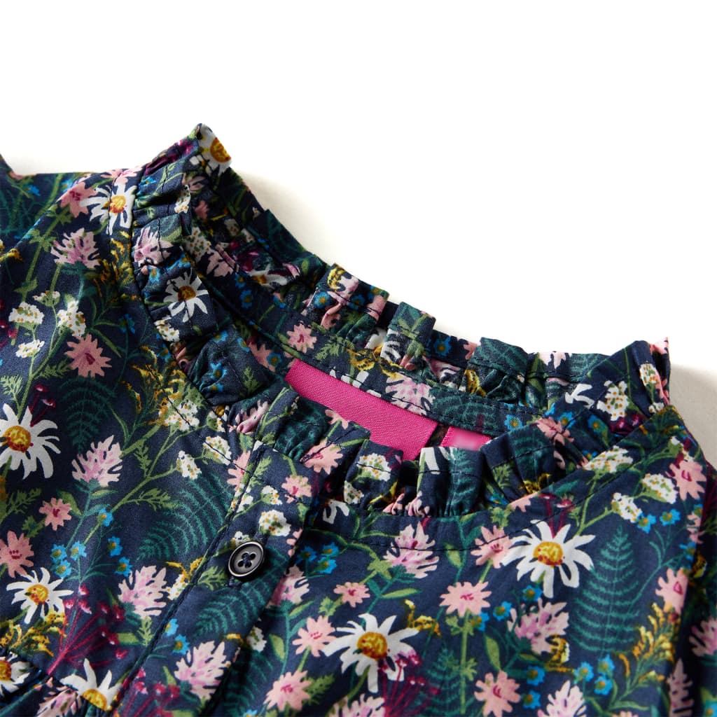 Vestido de manga comprida para criança azul-escuro 116