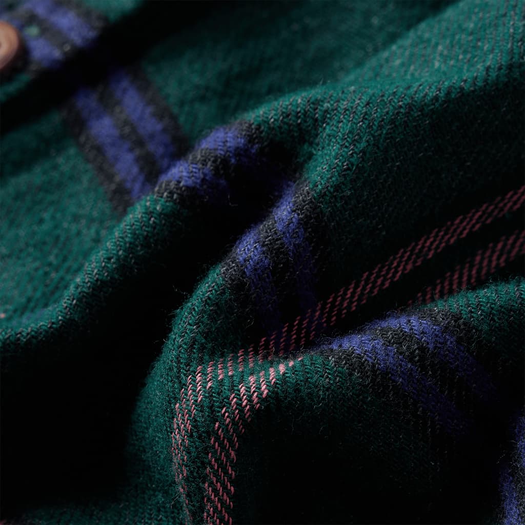 Vestido de criança com manga comprida e folhos verde-escuro 140