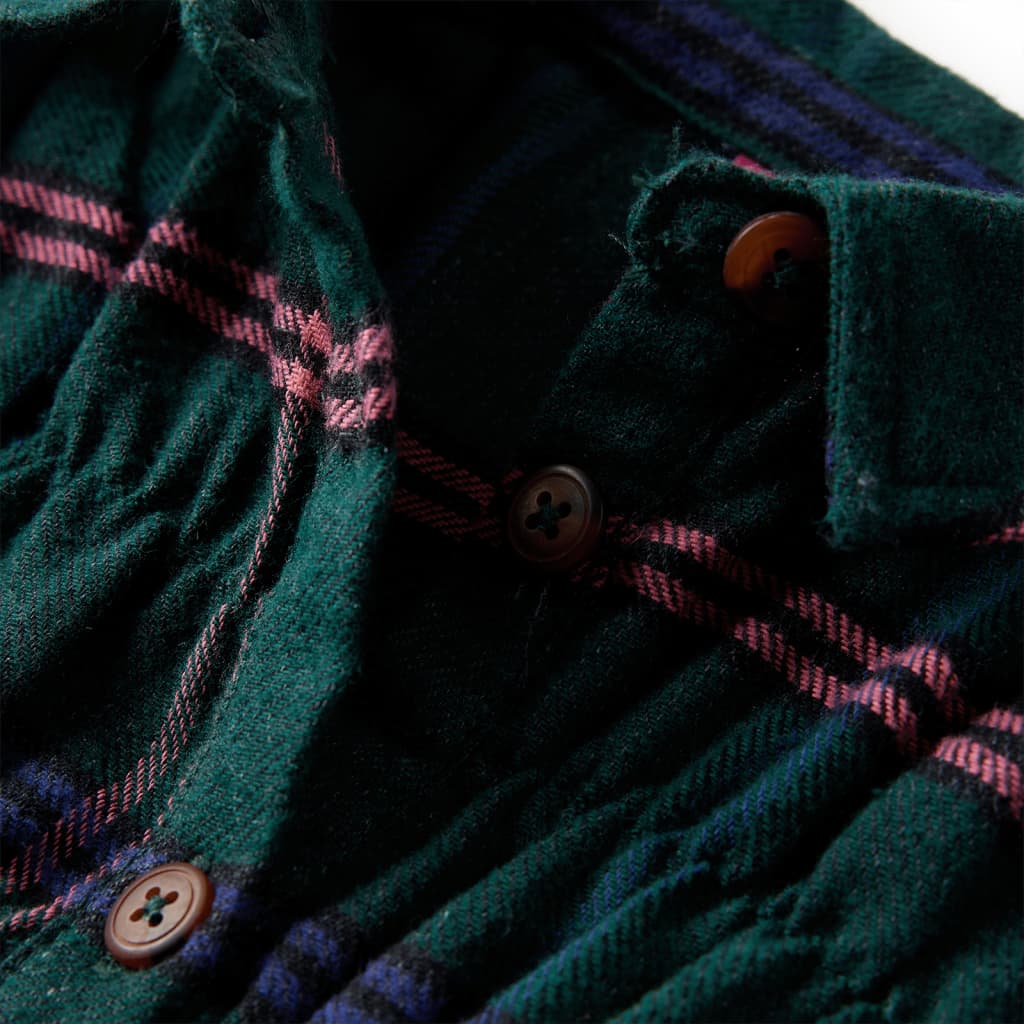 Vestido de criança com manga comprida e folhos verde-escuro 140