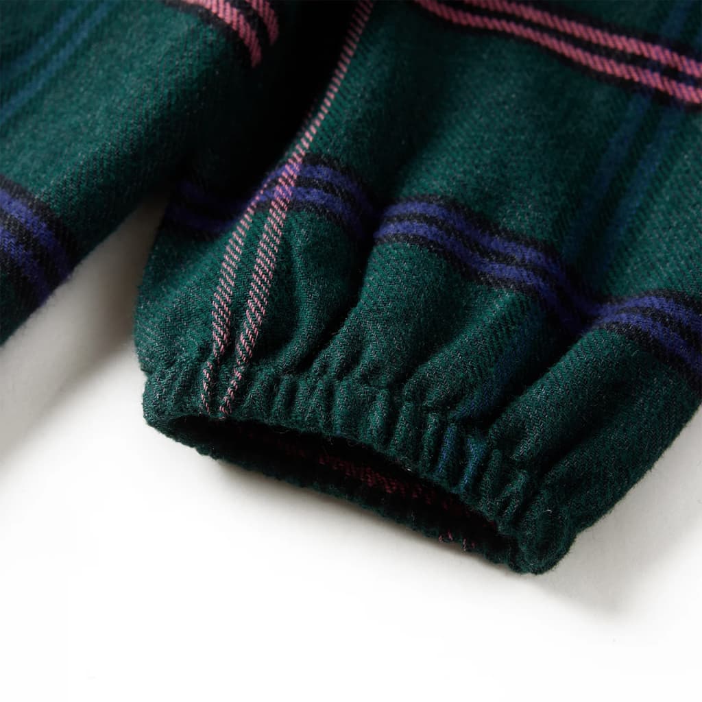 Vestido de criança com manga comprida e folhos verde-escuro 140