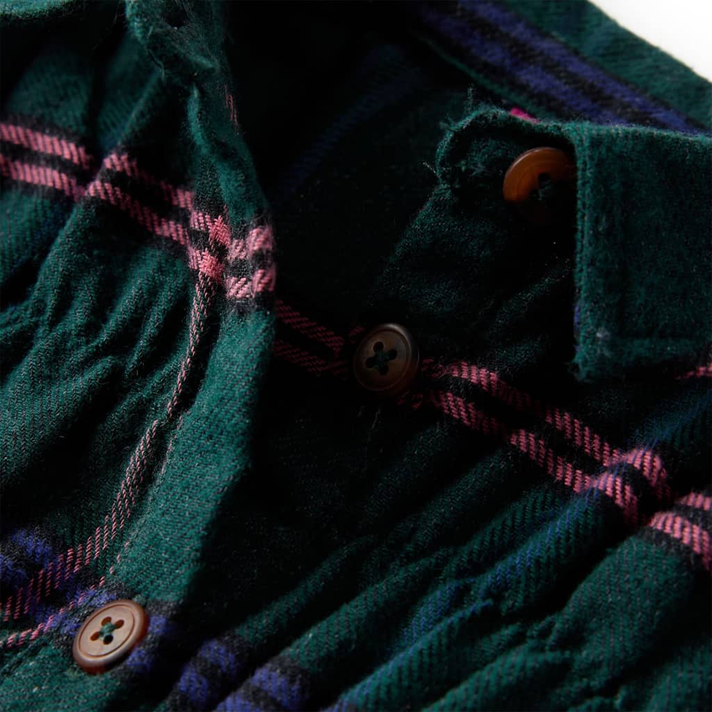 Vestido de criança com manga comprida e folhos verde-escuro 140