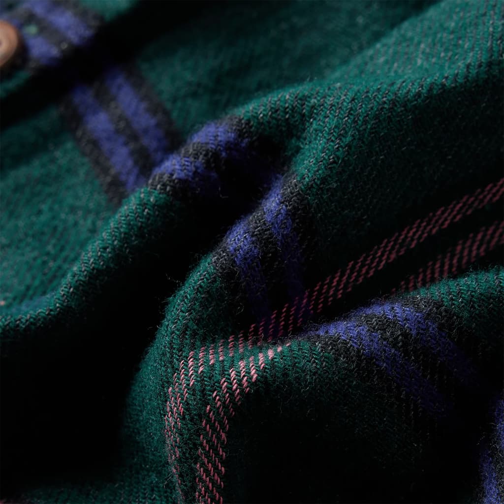 Vestido de criança com manga comprida e folhos verde-escuro 140