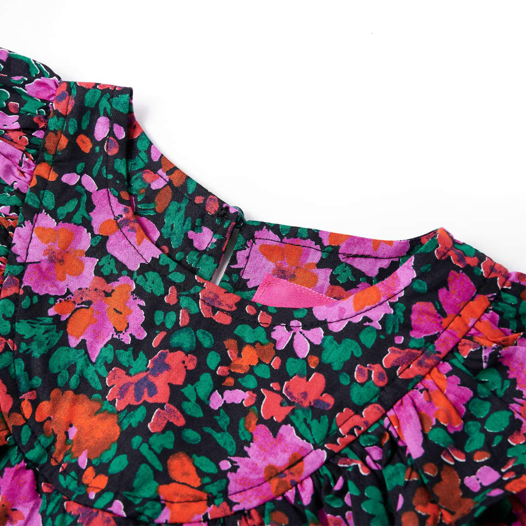 Vestido de criança com mangas compridas rosa-brilhante 128