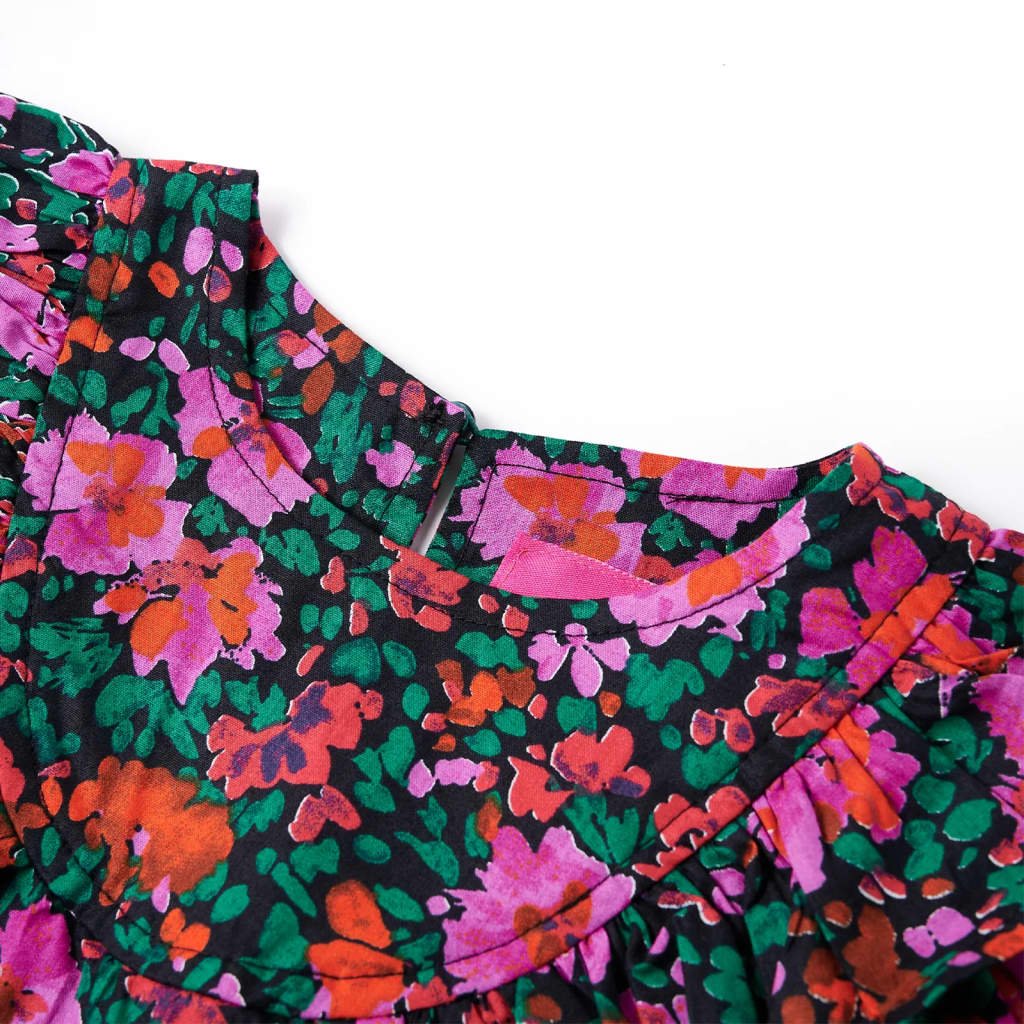 Vestido de criança com mangas compridas rosa-brilhante 128