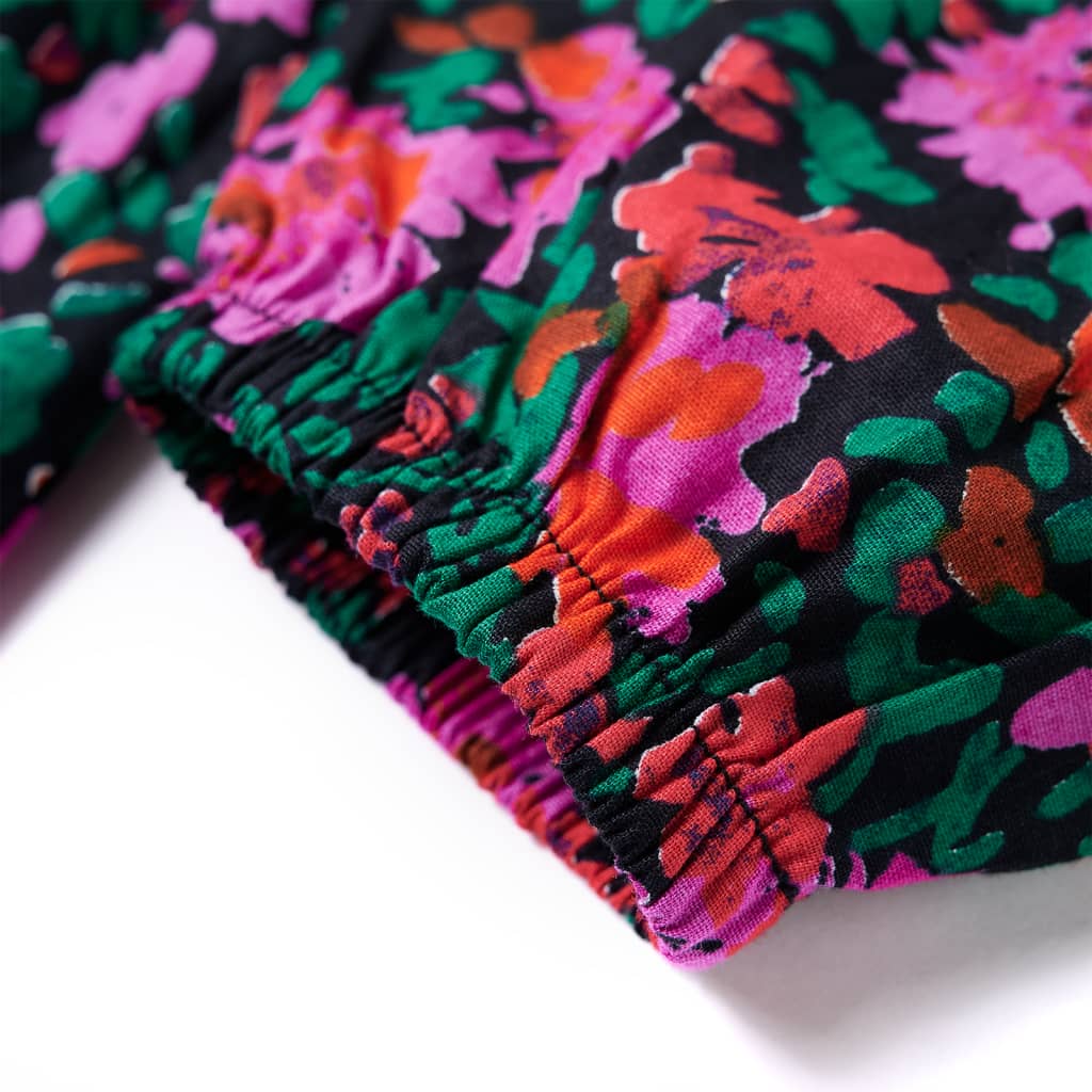 Vestido de criança com mangas compridas rosa-brilhante 128