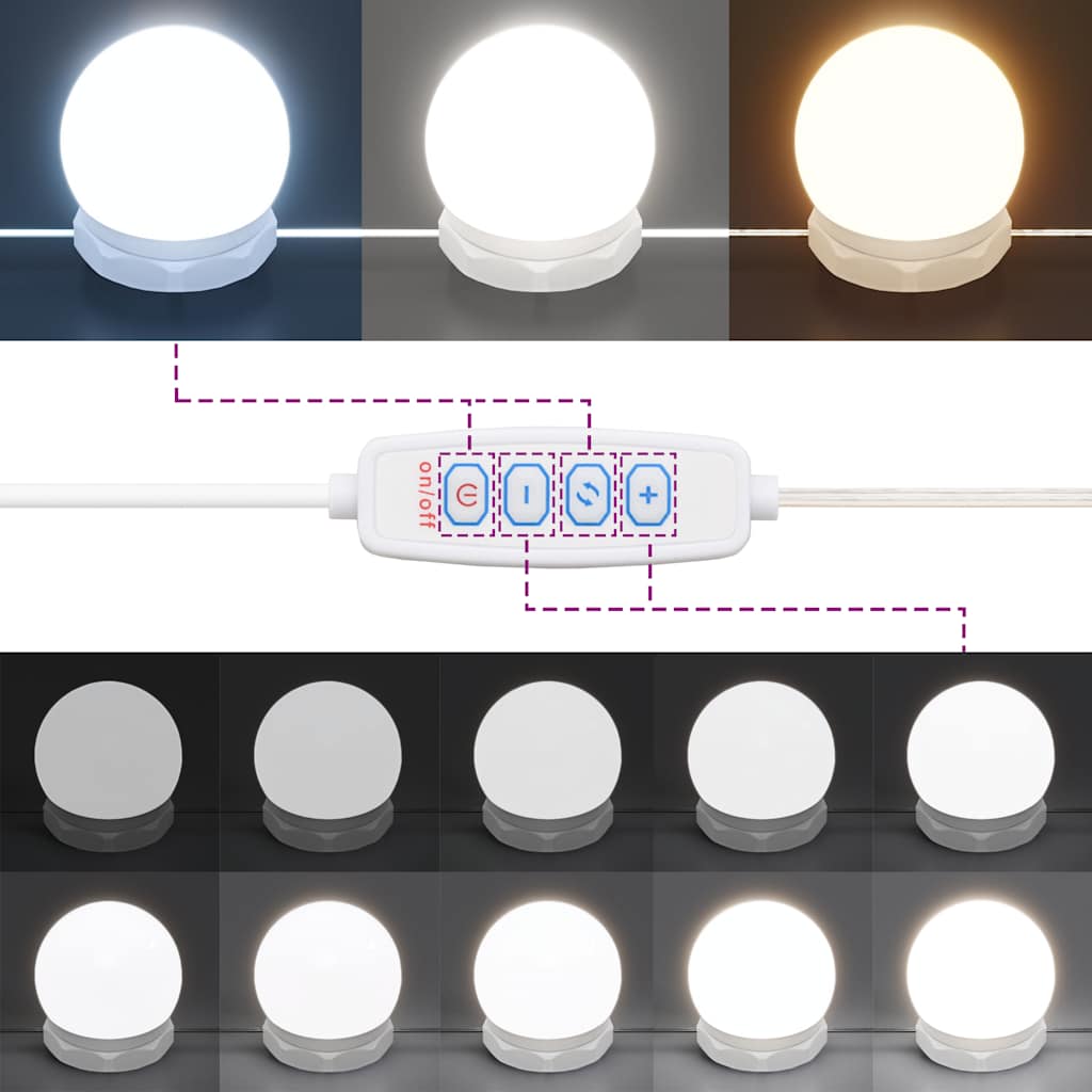 Toucador com luzes LED 96x40x142 cm cor carvalho castanho