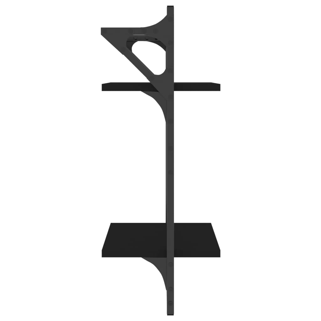 Unidade 2 prateleiras parede com barras 2 pcs 30x25x65 cm preto