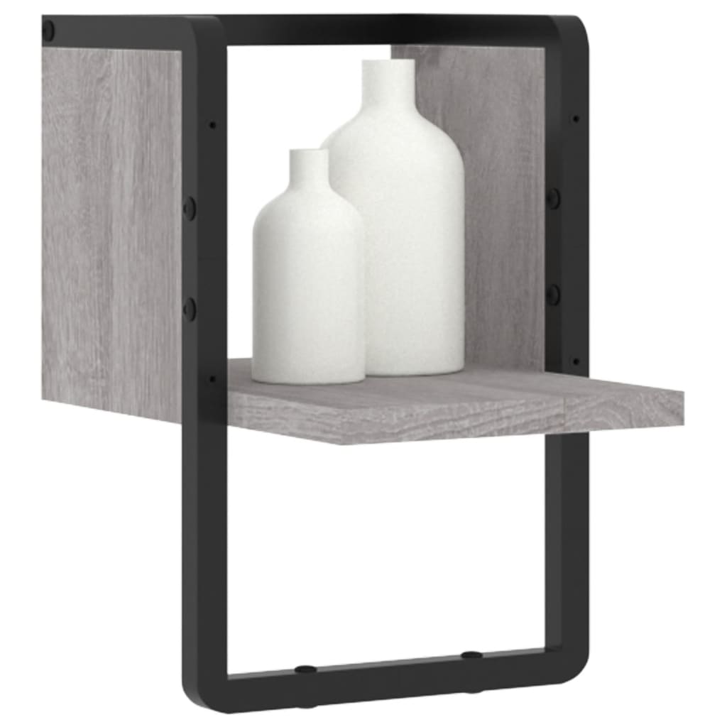 Prateleira de parede com barra 20x25x30 cm cinzento sonoma