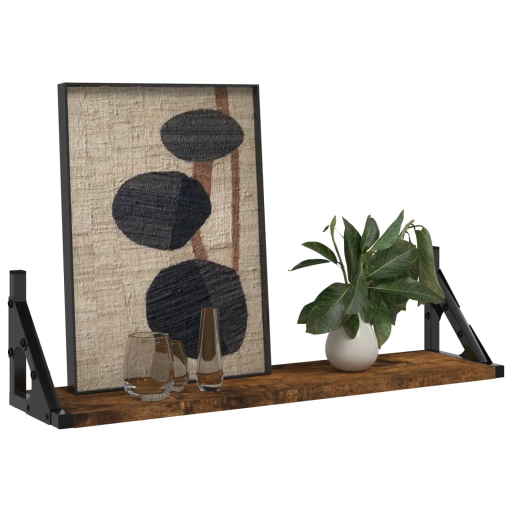 Prateleiras de parede 2 pcs 60x15x15,5 cm carvalho fumado