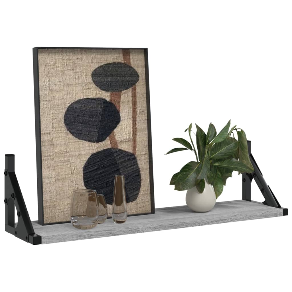 Prateleiras de parede 2 pcs 60x15x15,5 cm cinzento sonoma