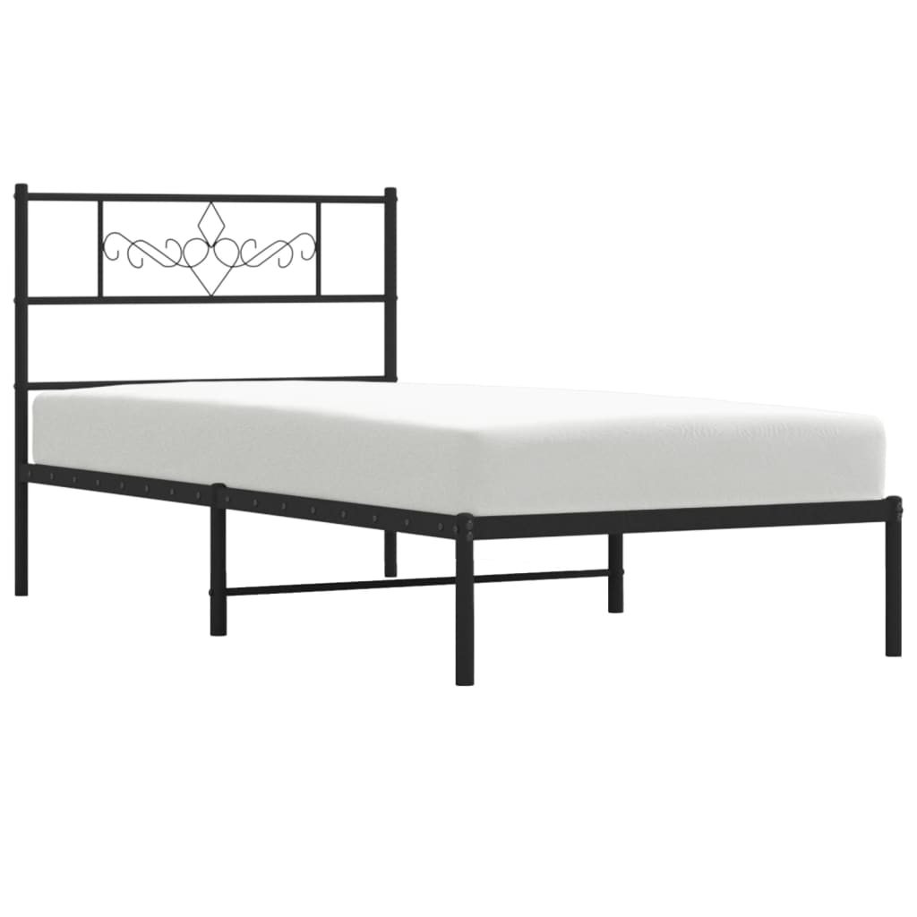 Estrutura de cama metal s/ colchão c/ cabeceira 75x190 cm preto