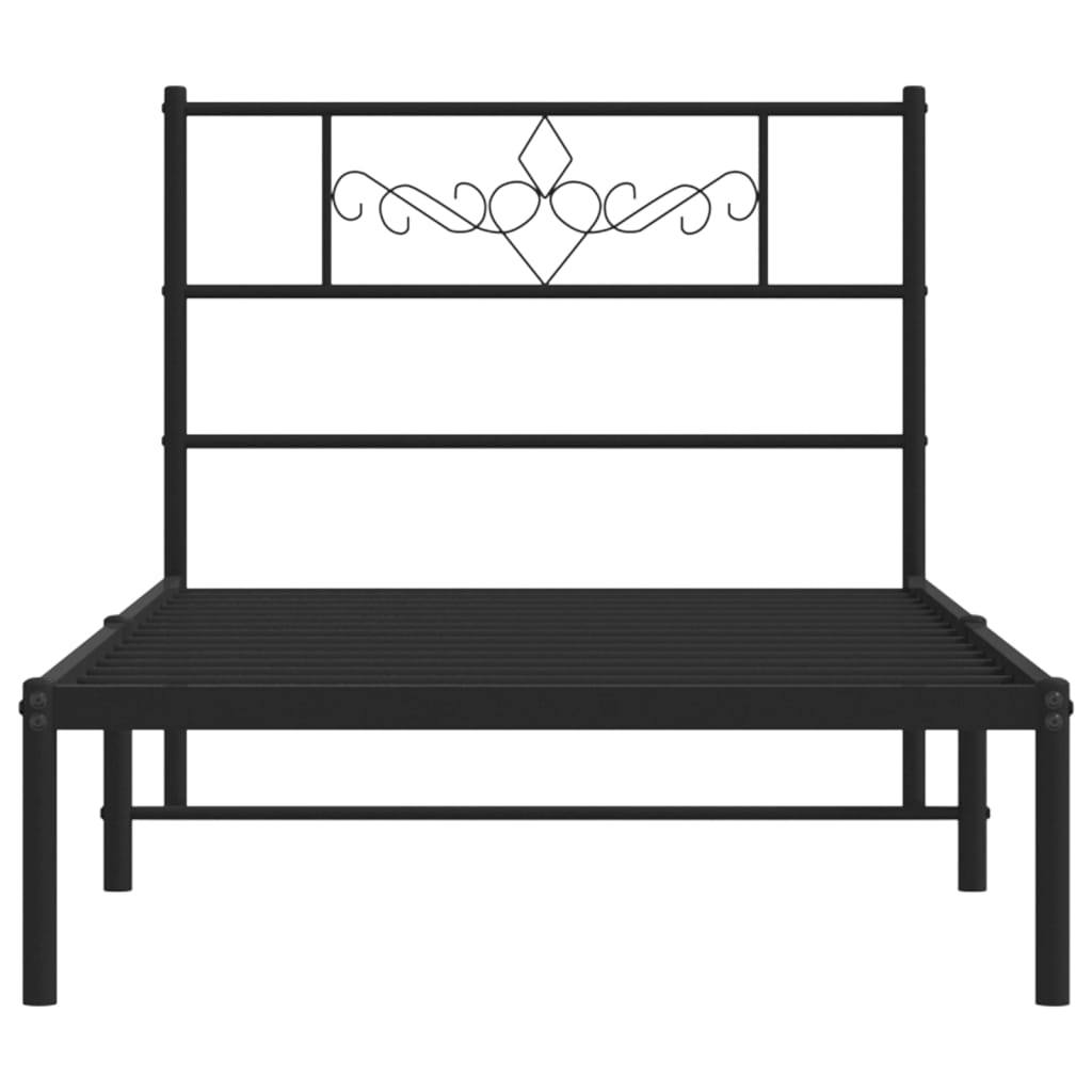 Estrutura de cama metal s/ colchão c/ cabeceira 75x190 cm preto