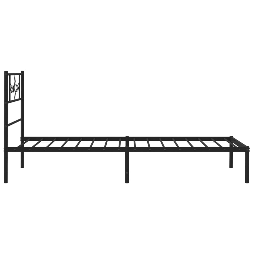 Estrutura de cama metal s/ colchão c/ cabeceira 75x190 cm preto