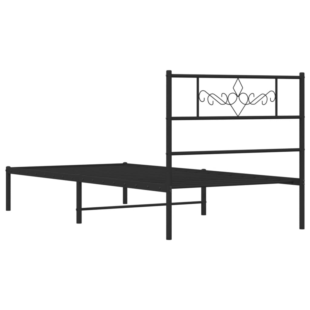 Estrutura de cama metal s/ colchão c/ cabeceira 75x190 cm preto