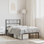 Estrutura de cama metal s/ colchão c/ cabeceira 75x190 cm preto
