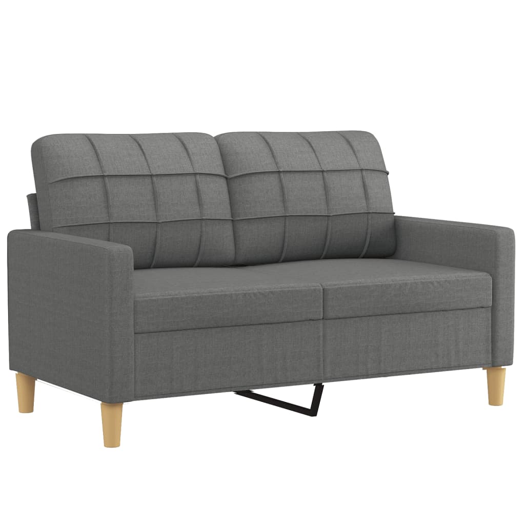 Sofá 2 lugares +almofadas decorativas 120cm tecido cinza-escuro