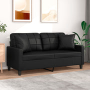 Sofá 2 lugares + almofadas decoração 140 cm couro artif. preto