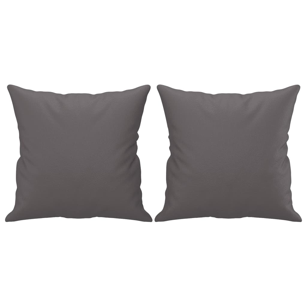 Sofá 3 lug. c/ almofadas decorativas 180 cm couro artif. cinza