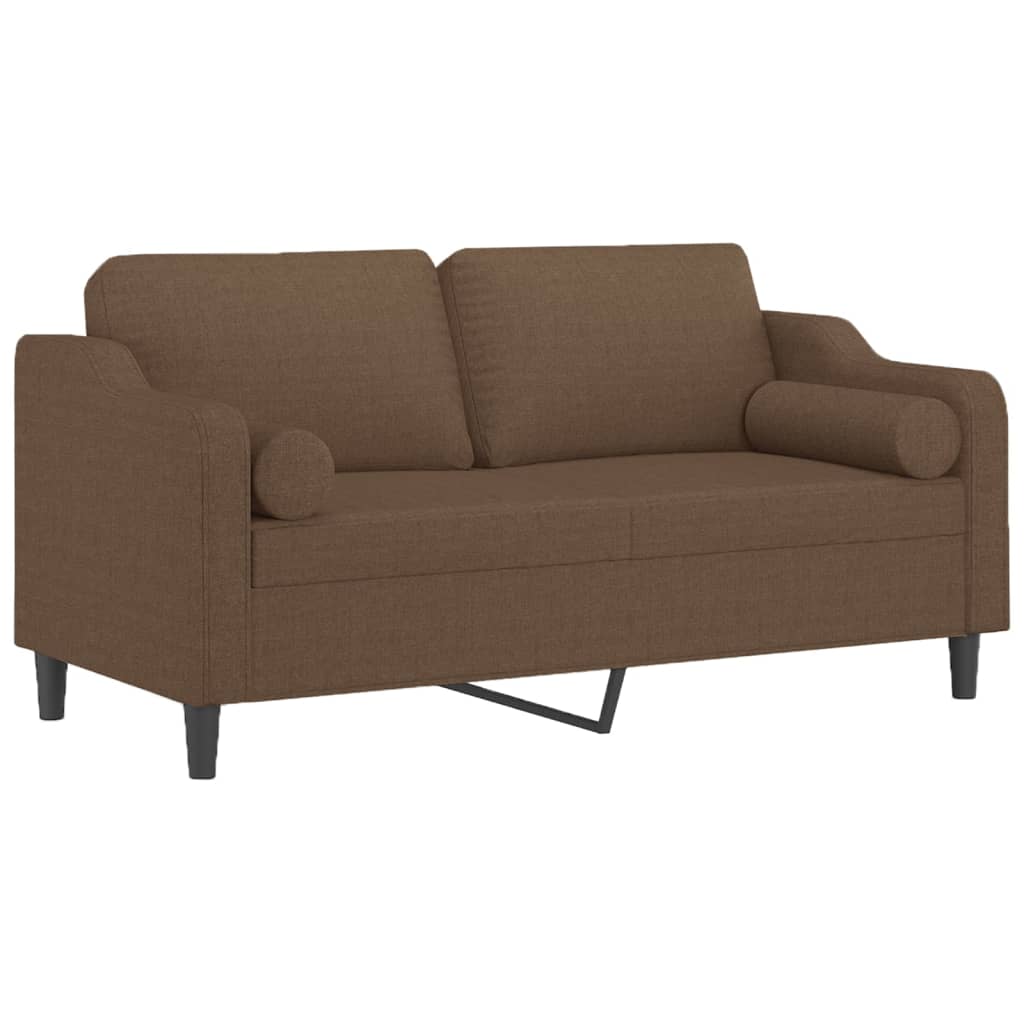 Sofá 2 lugares + almofadas decorativas 140 cm tecido castanho