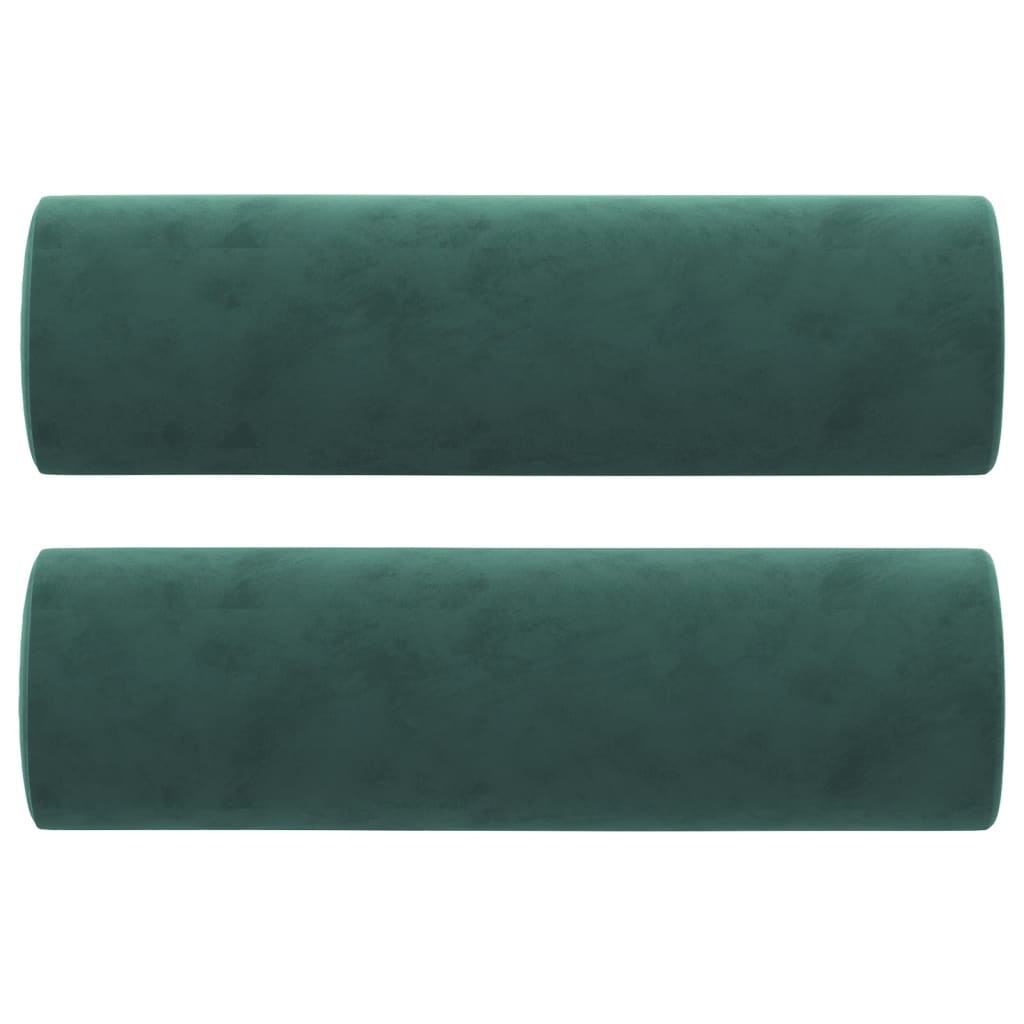 Sofá 3 lug. c/ almofadas decorativas 180 cm veludo verde-escuro