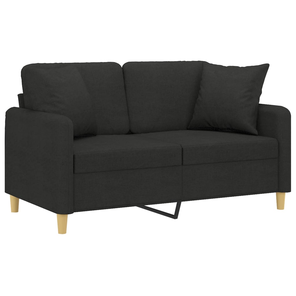 Sofá 2 lugares + almofadas decorativas 120 cm tecido preto