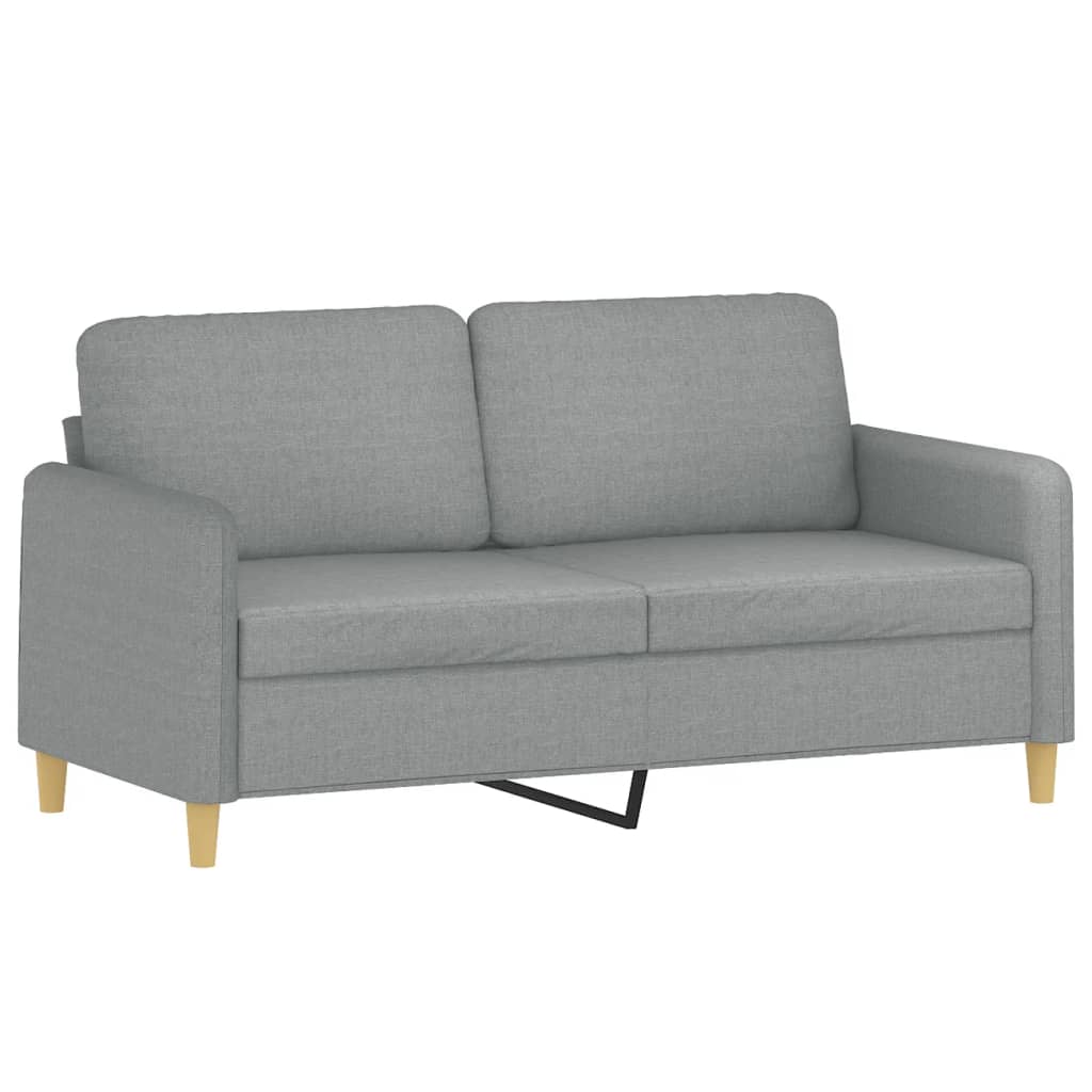 Sofá 2 lugares + almofadas decorativas 140cm tecido cinza-claro