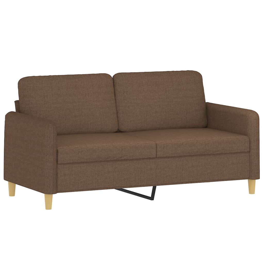 Sofá 2 lugares + almofadas decorativas 140 cm tecido castanho