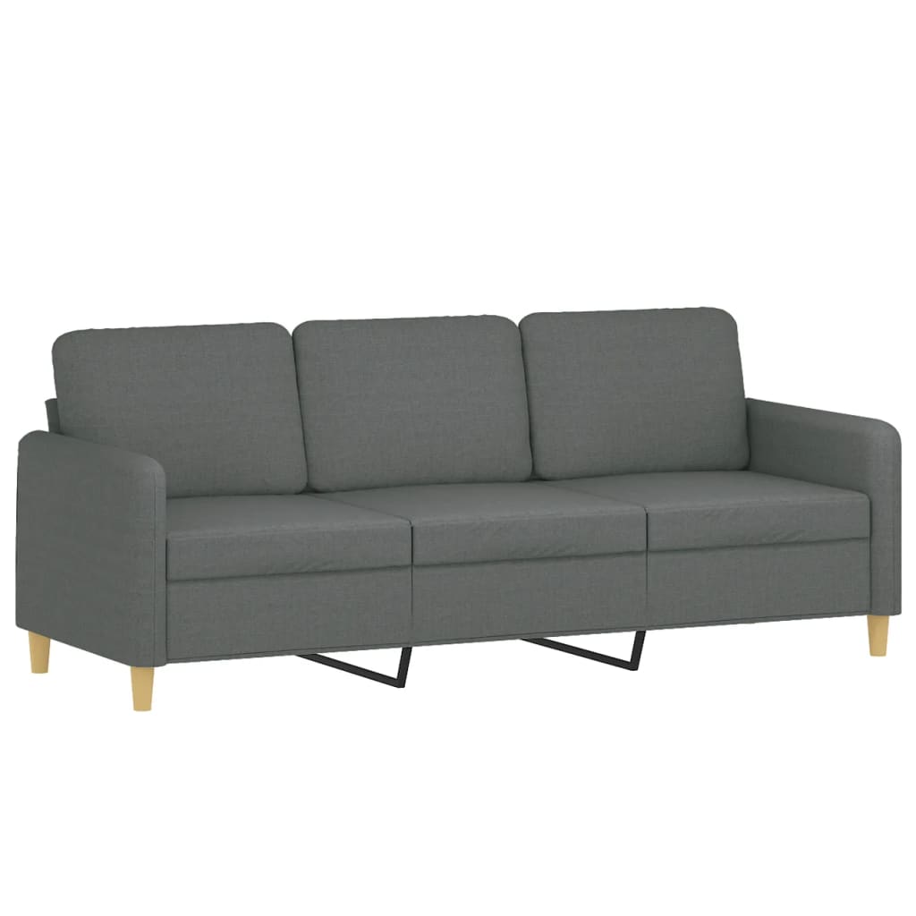 Sofá 3 lugares + almofadas decoração 180 cm tecido cinza-escuro