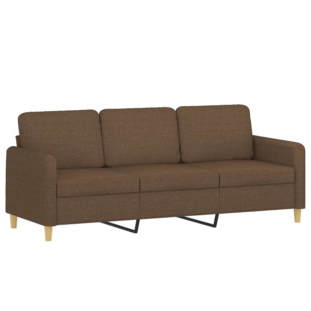 Sofá 3 lugares + almofadas decorativas 180 cm tecido castanho