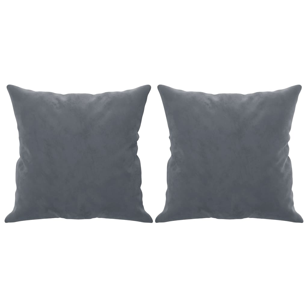 Sofá 2 lug. c/ almofadas decorativas 120 cm veludo cinza-escuro
