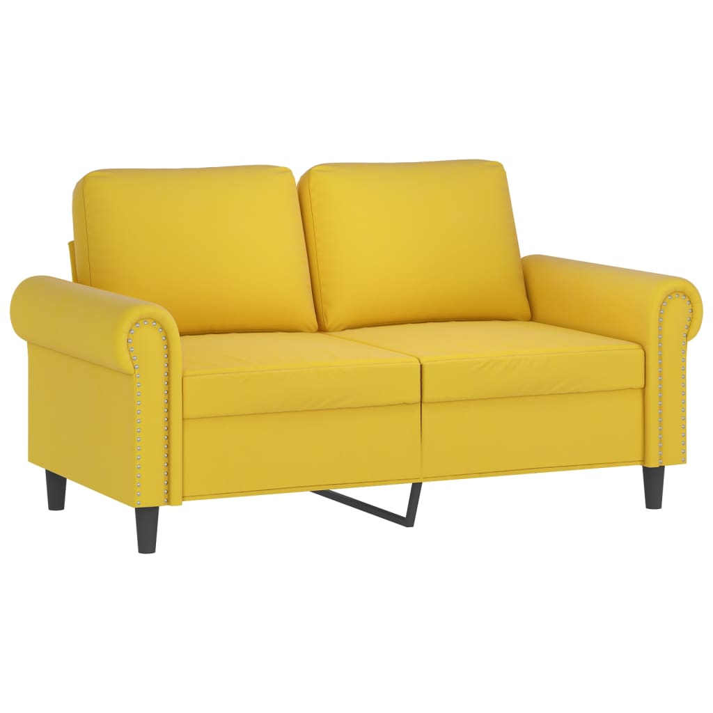 Sofá 2 lugares c/ almofadas decorativas 120 cm veludo amarelo