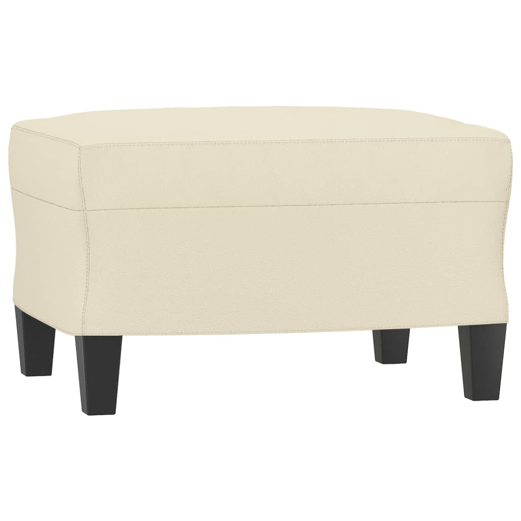 Sofá 3 lugares c/ apoio pés 180 cm couro artificial cor creme