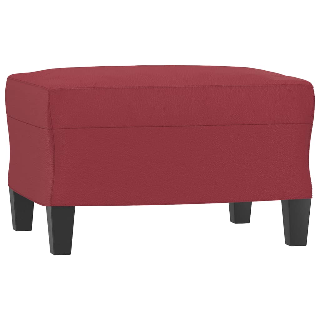 Sofá 3 lugares c/ apoio pés 180 cm couro artif. vermelho tinto