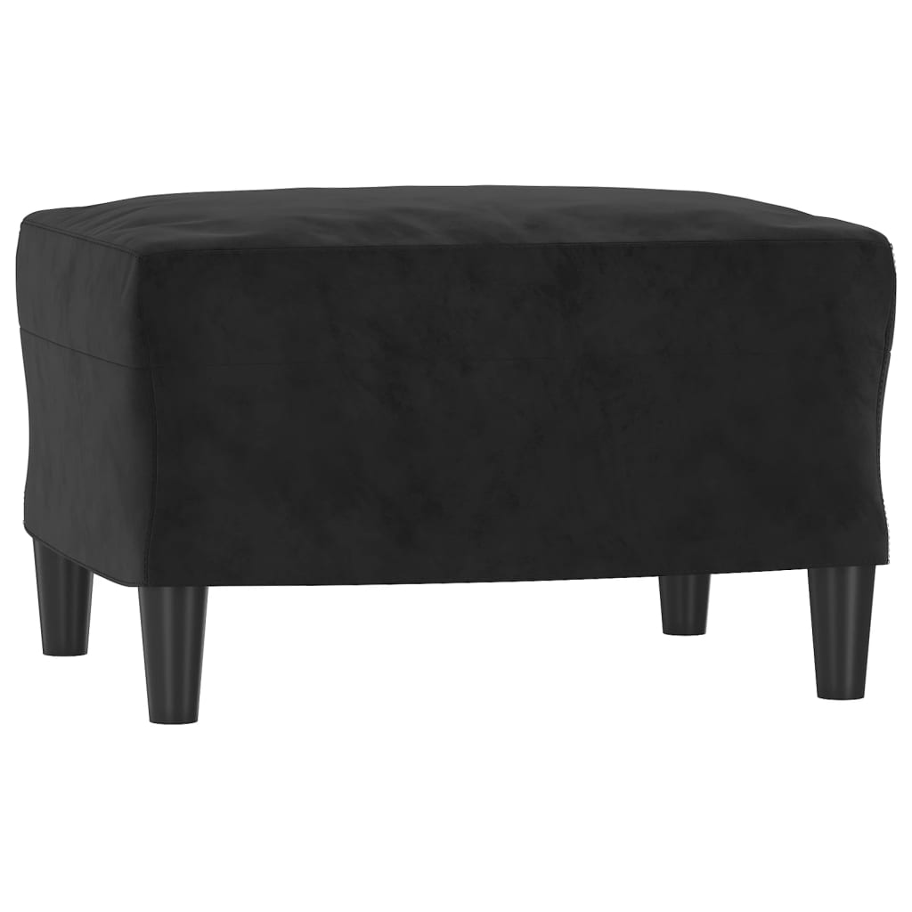 Sofá de 3 lugares com apoio de pés 180 cm veludo preto